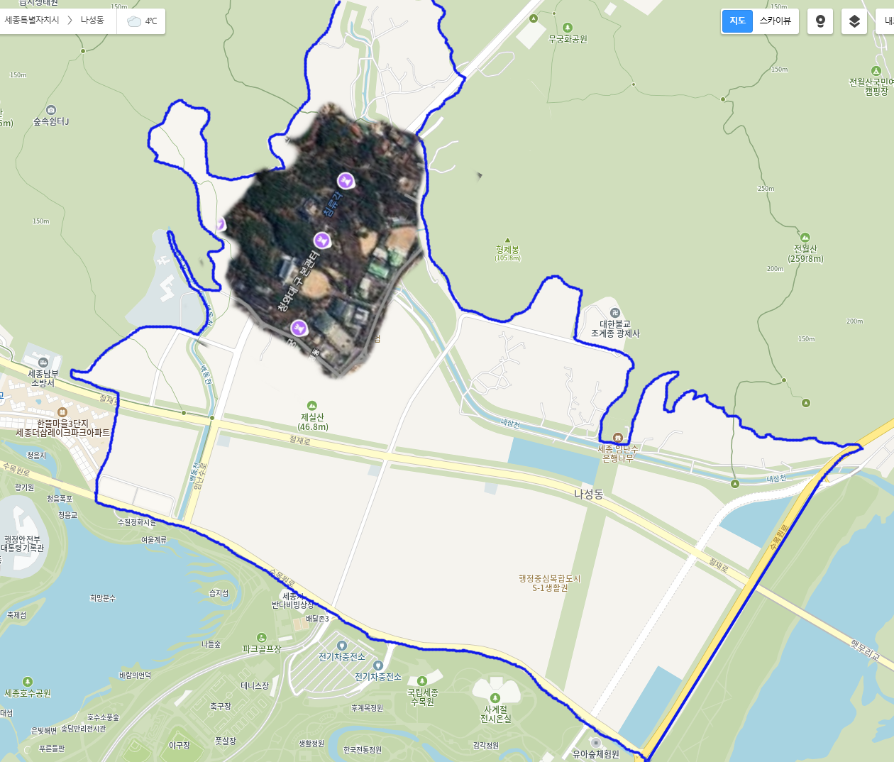 국가상징구역 집무실 예정 위치에 현재 청와대 규모가 있다고 가정할 경우