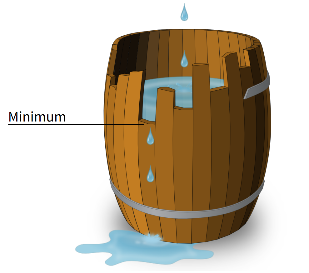 식물의 생장은 가장 부족한 자원에 의해 결정된다 (위키피디아, "리비히의 최소값 법칙")