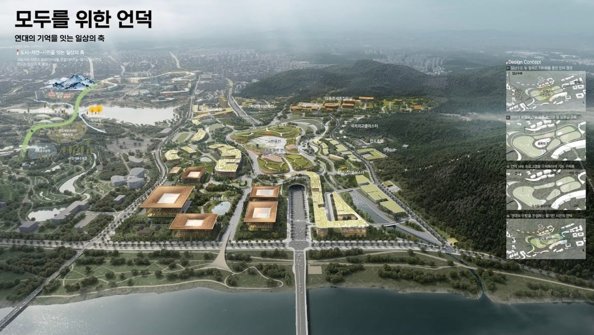 국제공모 당시 공개된 조감도 (햇무리교에서 절재로 터널을 바라볼 때)