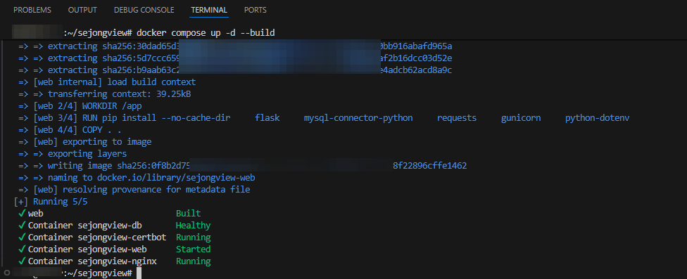 git에서 리모트 서버로 파일을 가져와서, Docker 이미지까지 빌드/실행 완료한 상태