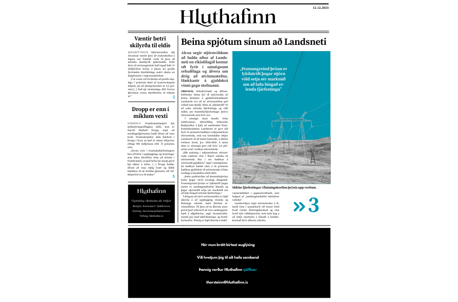 Spjótin beinast að Landsneti, rekstrarskilyrði sjókvíaeldis og prófíll um framtaksfjárfestingar