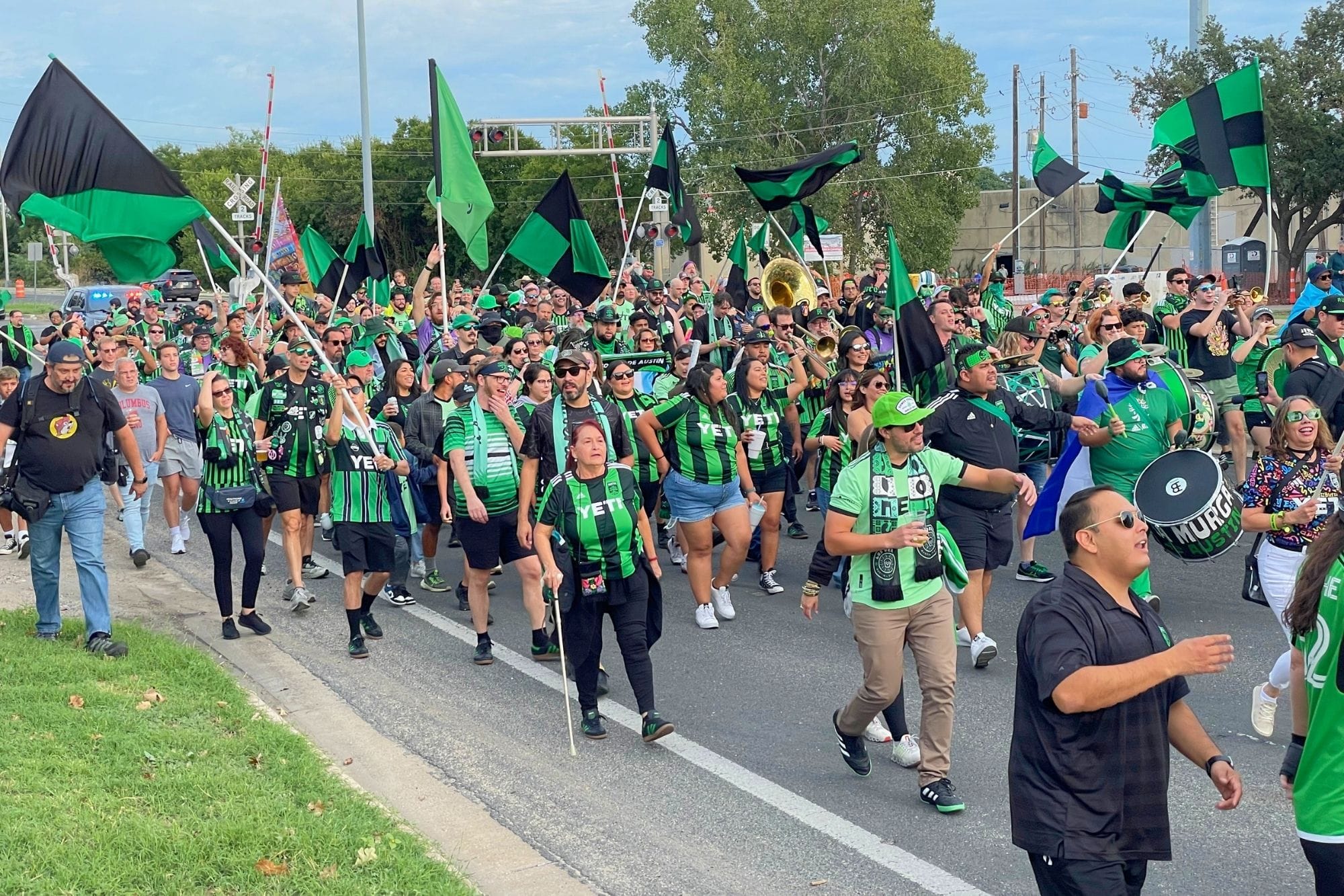 Austin Anthem marches on the streets of Austin, TX.