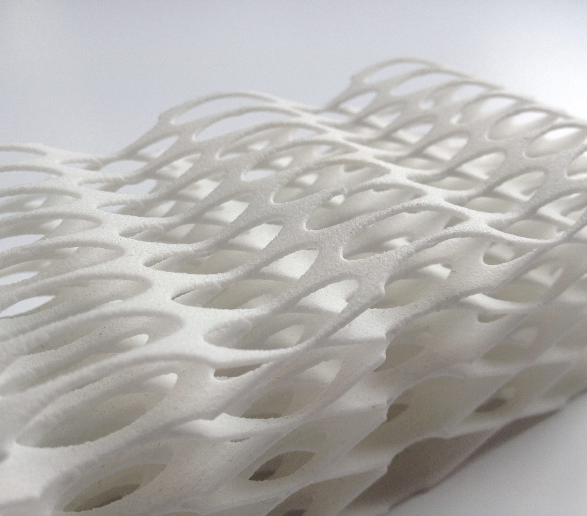 Biomimicry 3D Printed Soft Seat Experiment by Lilian van Daal. Photography by Lilian van Daal. Biomimicry 3D printed styrofoam prototype.