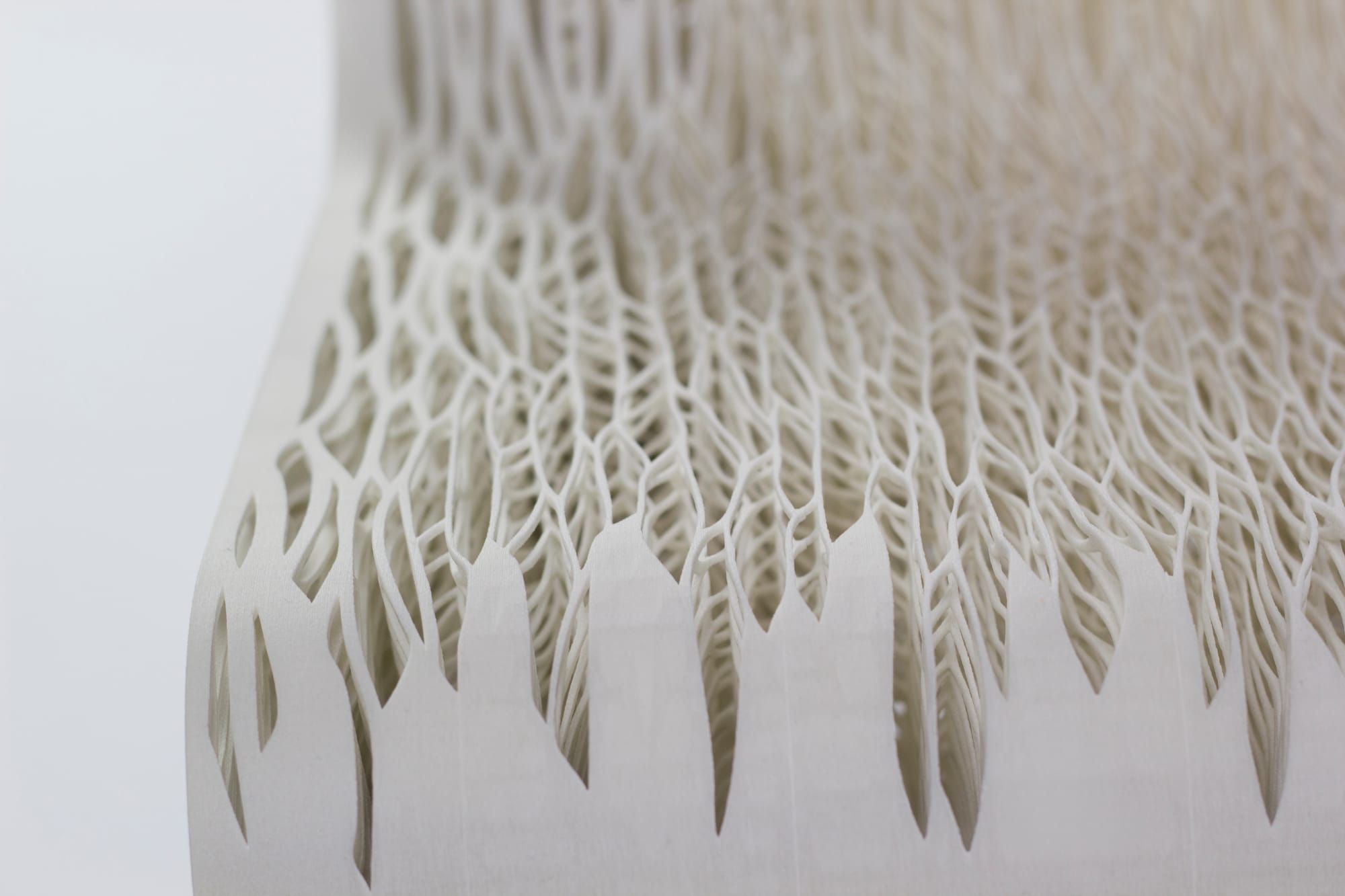Biomimicry 3D Printed Soft Seat by Lilian van Daal. Photography by Manon van Daal. Close-off of innovative, 3D printed soft chair.