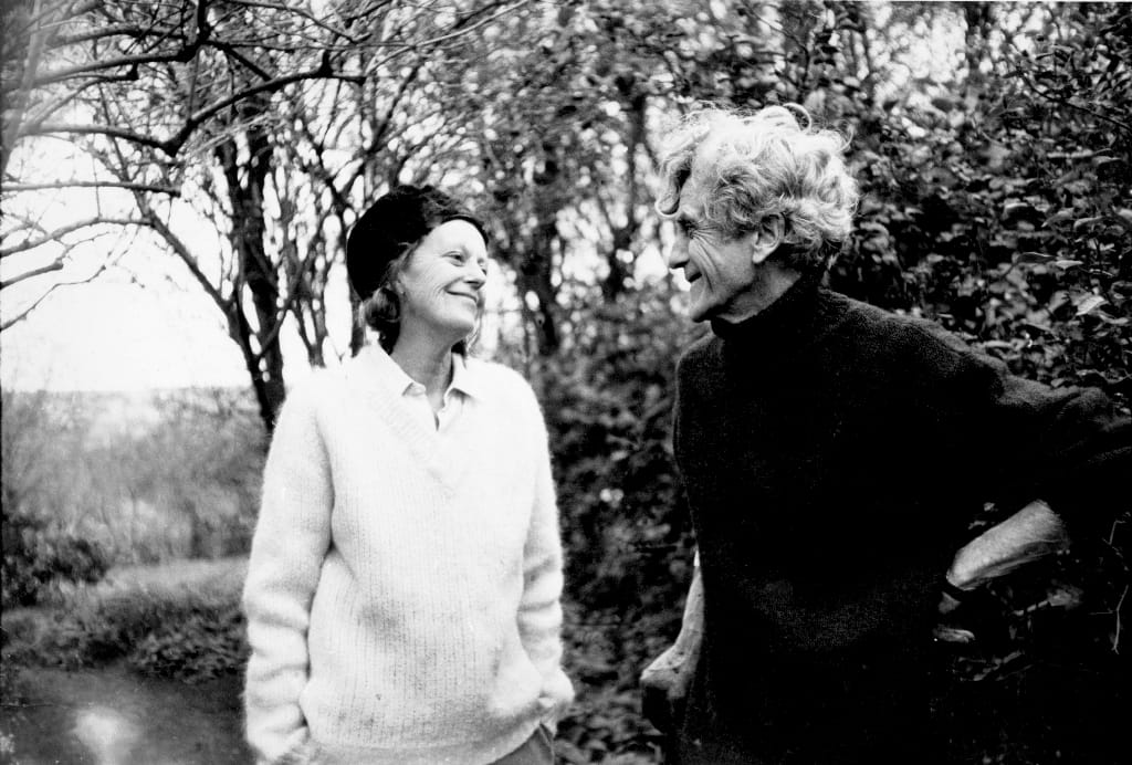 John and Sunday 1964, Heide Museum of Modern Art. Photographer Unknown. Old loving couple smiling at each other.
