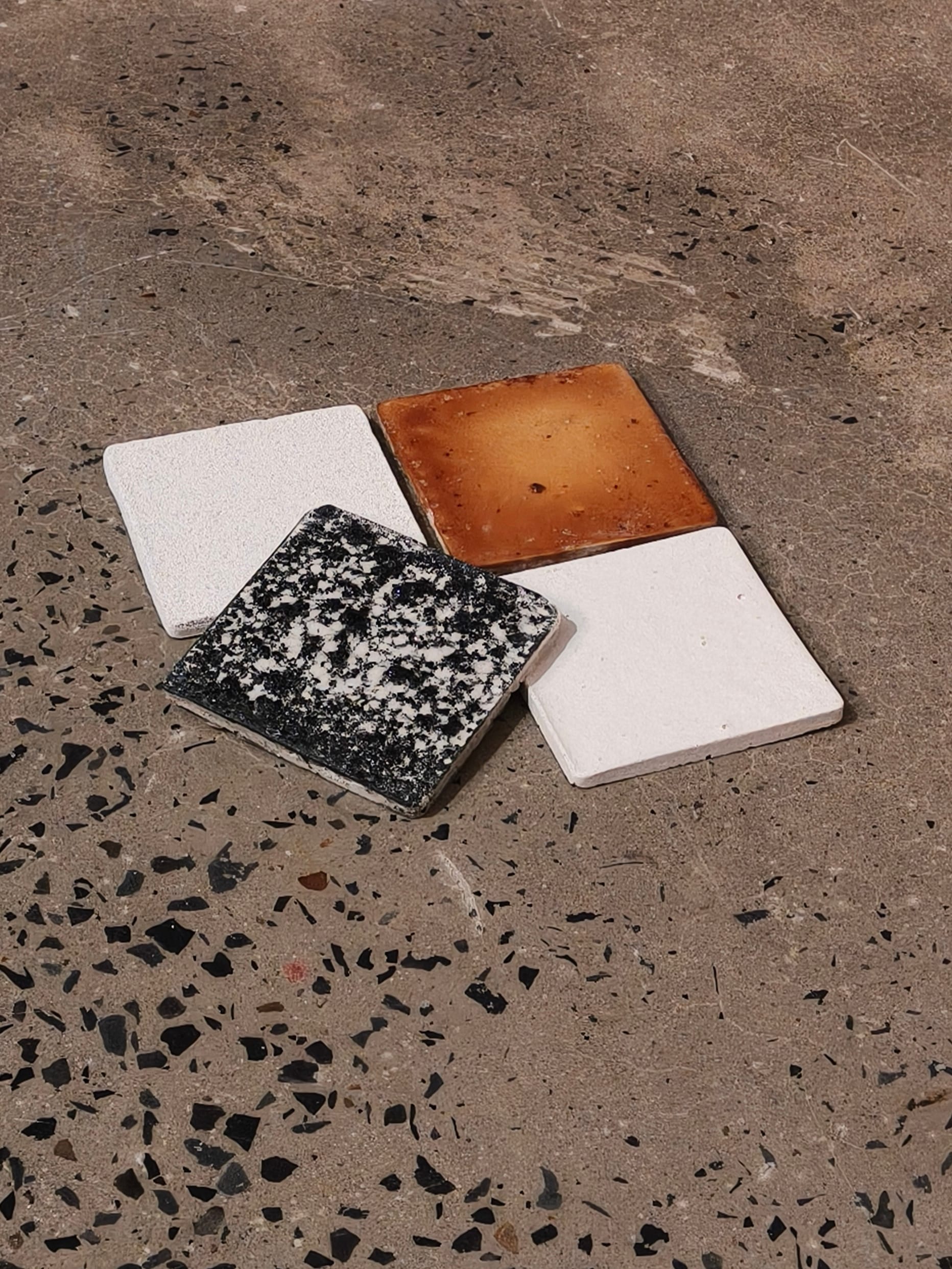 Oyster based bio ceramic tiles in various hues.