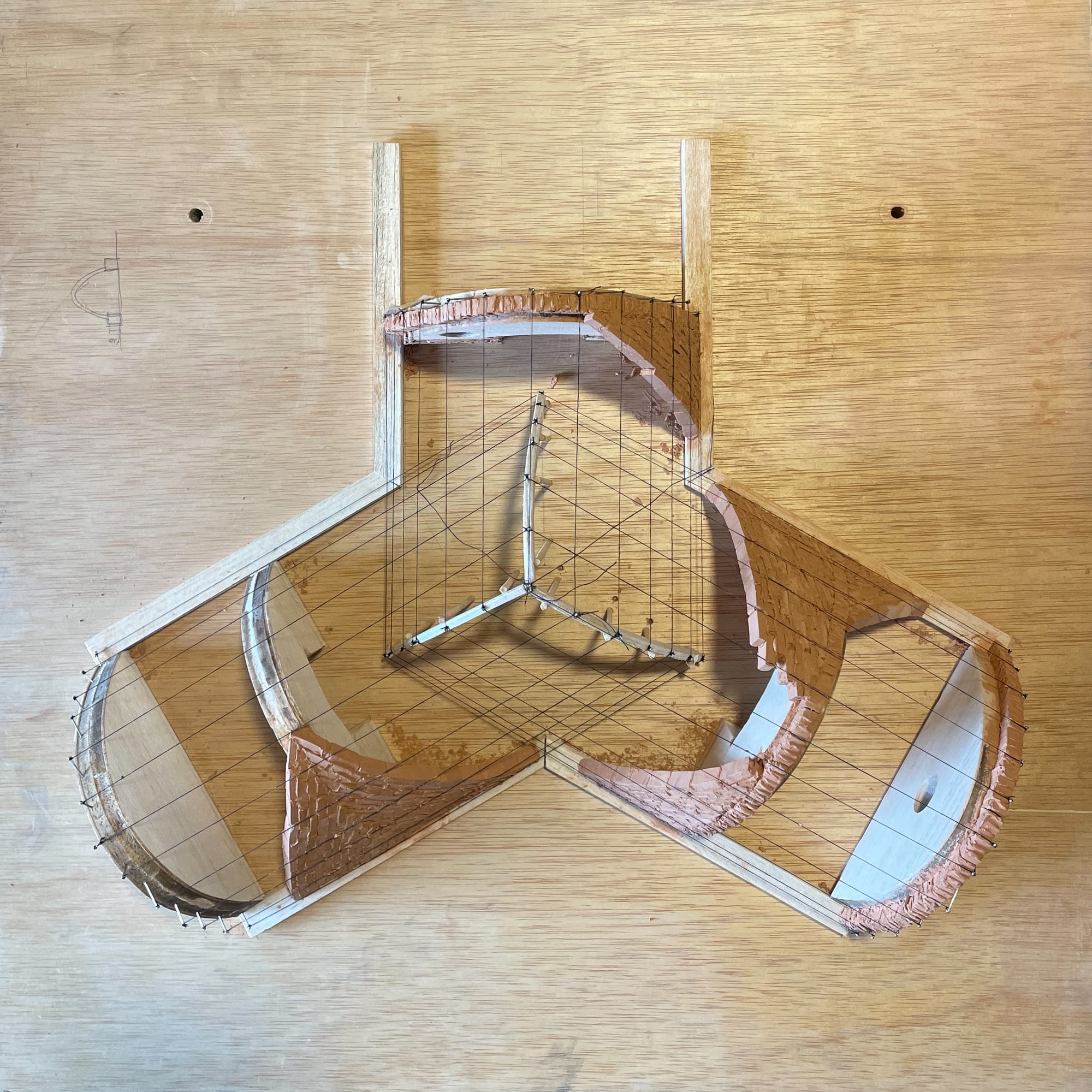Model earth construction, three sided laboratory.