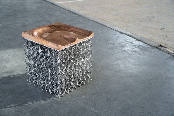 Peltchair by Lilian van Daal and Studio Synergy. Photography by Lilian van Daal and Studio Synergy. Innovative 3D printed glowing aluminum copper seat.