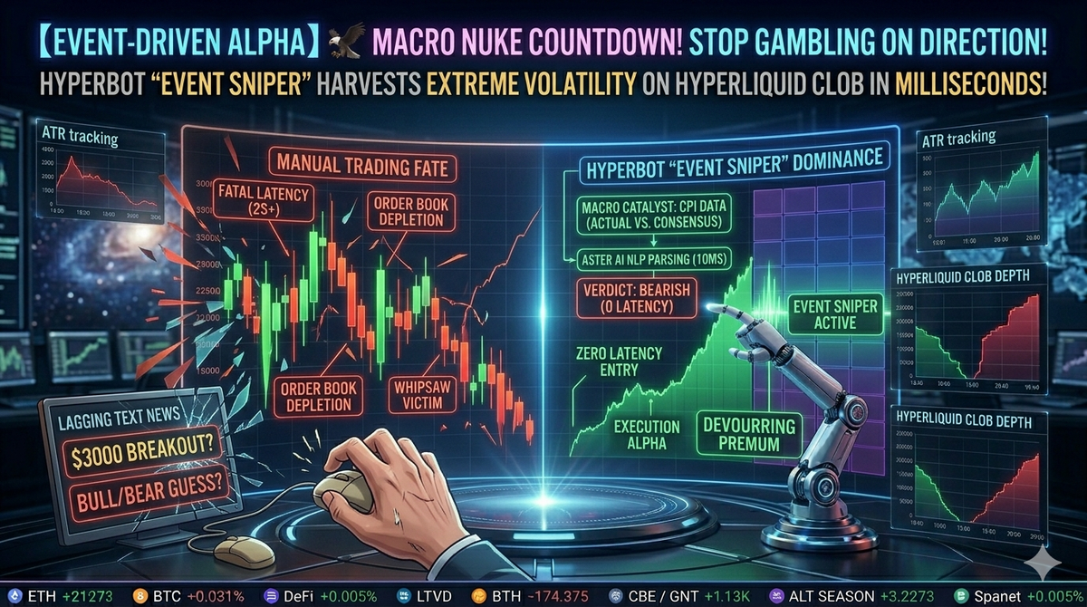 🦅 Macro Nuke Countdown! Stop Gambling on Direction: Hyperbot's "NLP Event Sniper" Harvests Extreme Volatility on Hyperliquid in Milliseconds!