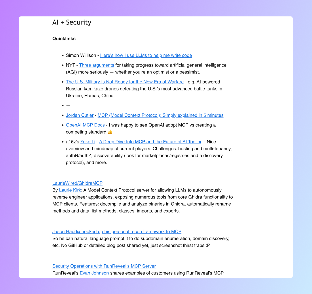 An excerpt from tl;dr sec's newsletter