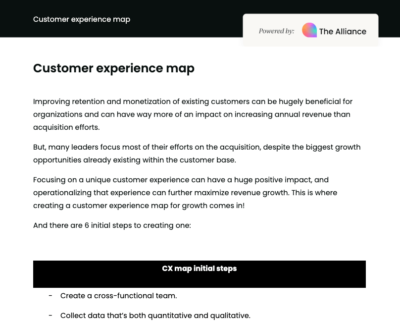 Customer experience map template