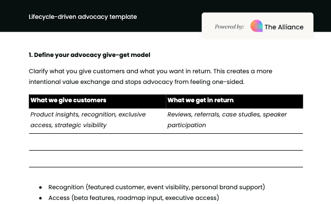 Lifecycle-driven advocacy template