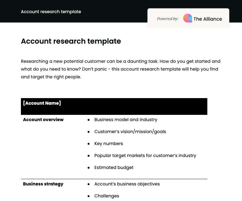 Account research template