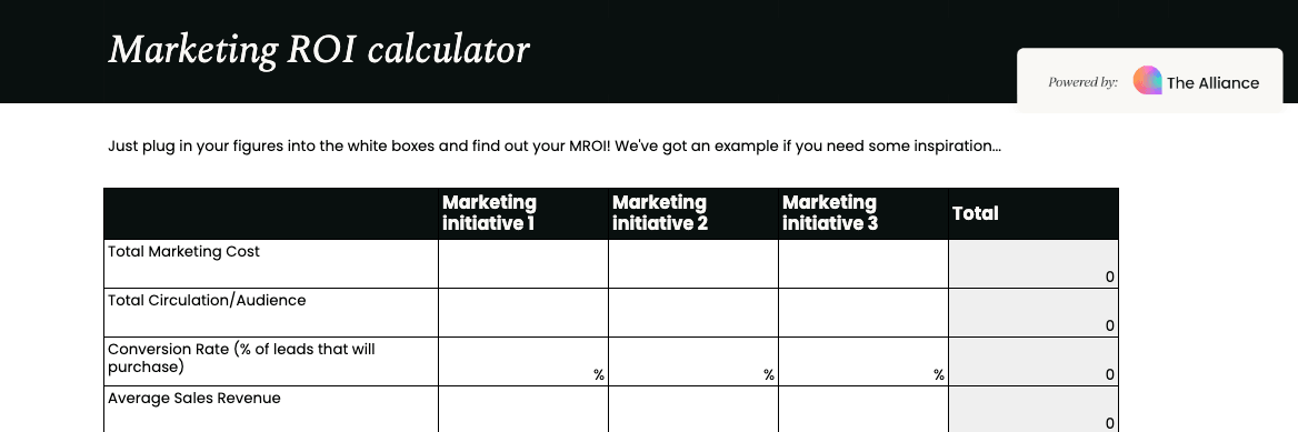 Marketing ROI calculator