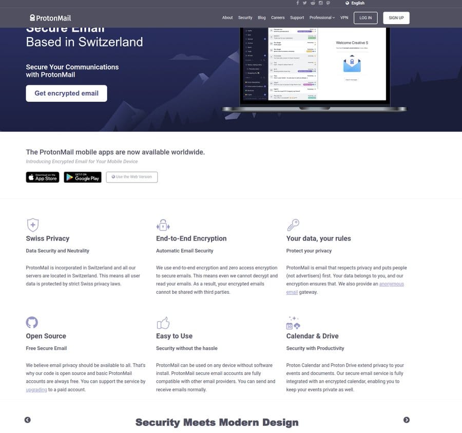 Proton homepage October 2021 - Wayback Machine
