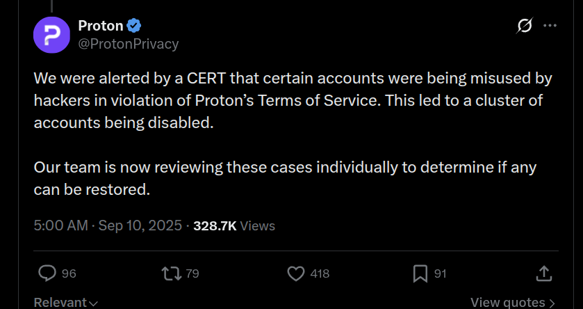 Proton Privacy response