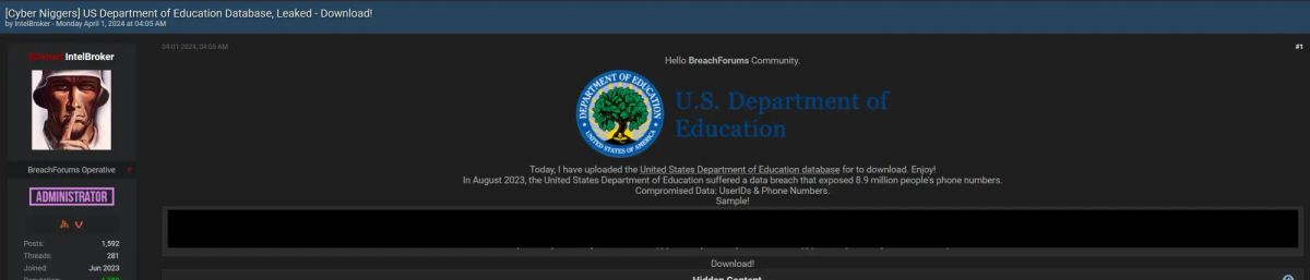 U.S. Department of Education Data Breach Exposes 8.9 Million Records