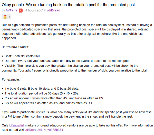 Dread Forum Implements Rotation-Based Advertising System Due to High Demand
