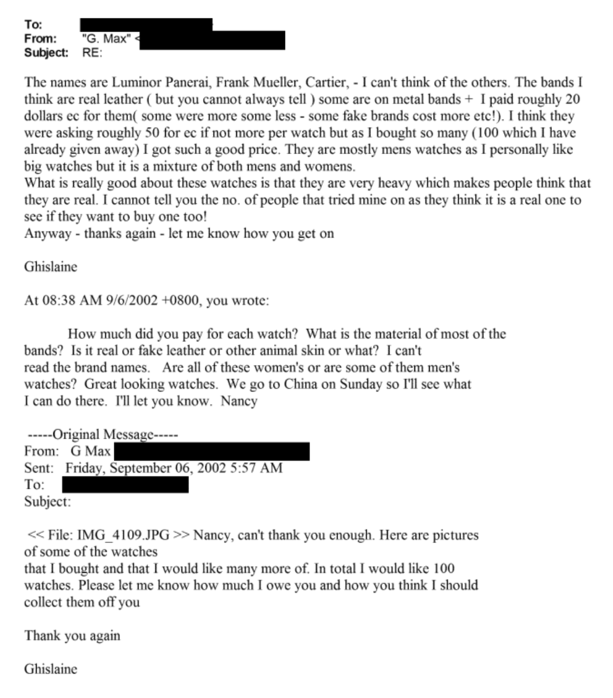 Newly Released Epstein Records Detail Ghislaine Maxwell’s Role in Purchasing Counterfeit Luxury Watches