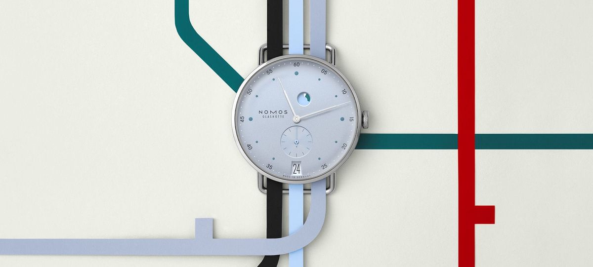 NOMOS Introduces Ice Blue Metro Date Power Reserve Watch with New In‑House Movement