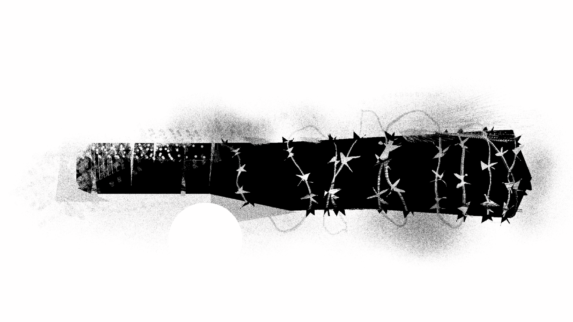 Illustration of a club with razor wire wrapped around it
