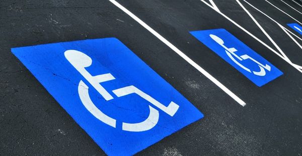 Close-up of disabled parking spots