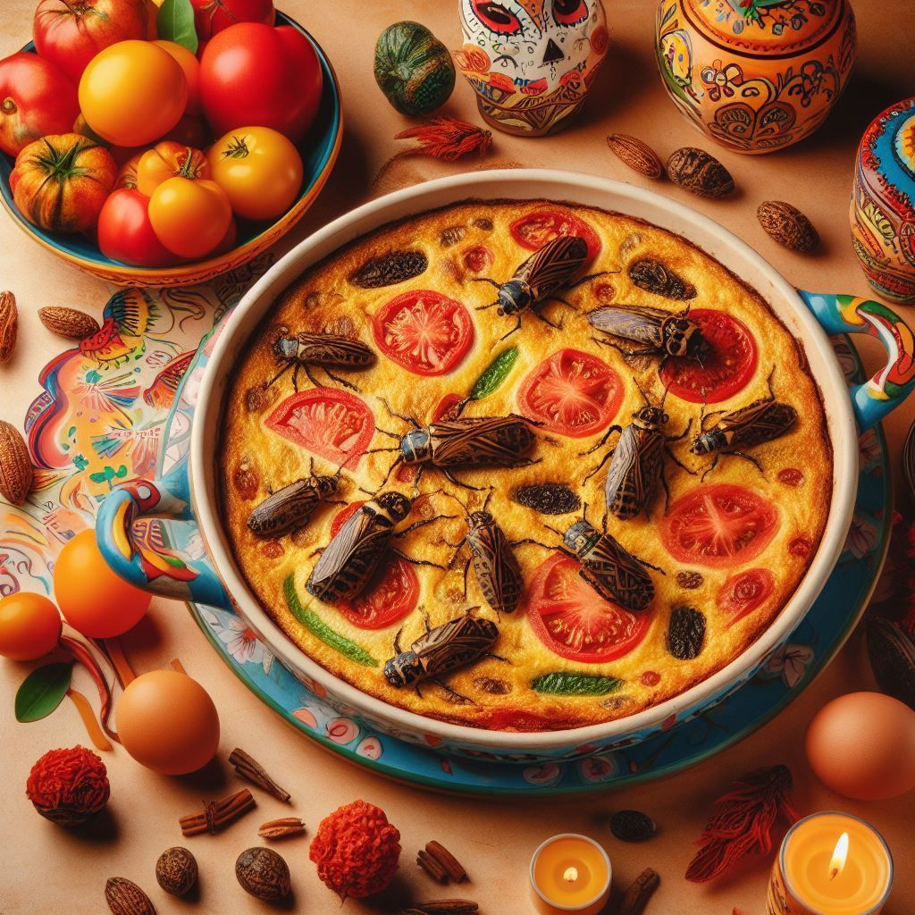 Chef Luciano's Entomophagy - Vegan Spanish Omelette with Tomatoes Fresh Parsley and Edible Insects