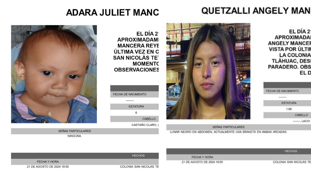 Desaparecen 3 mujeres y un bebé en la alcaldía Tláhuac