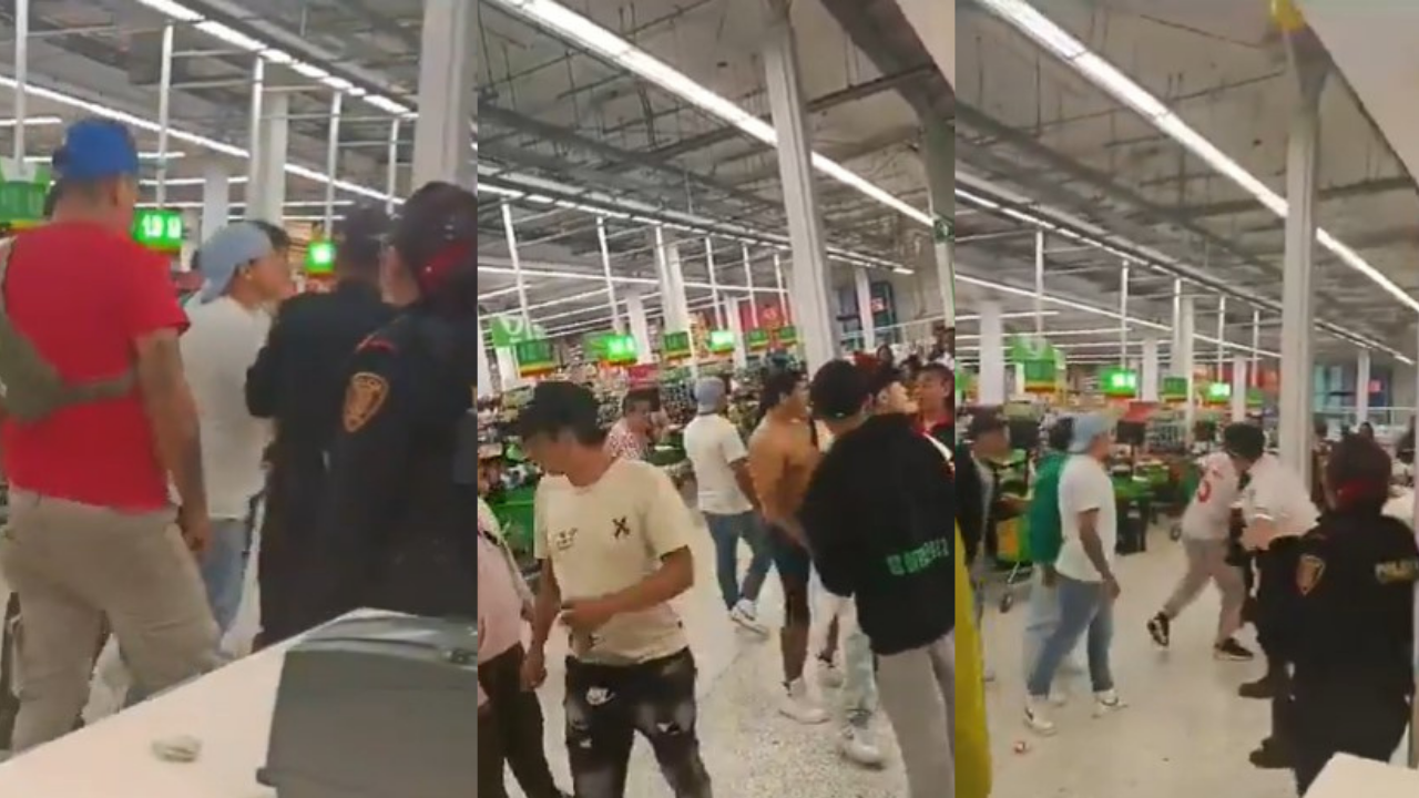 Video | Supuestos ladrones golpean a policías en un supermercado de la Cdmx