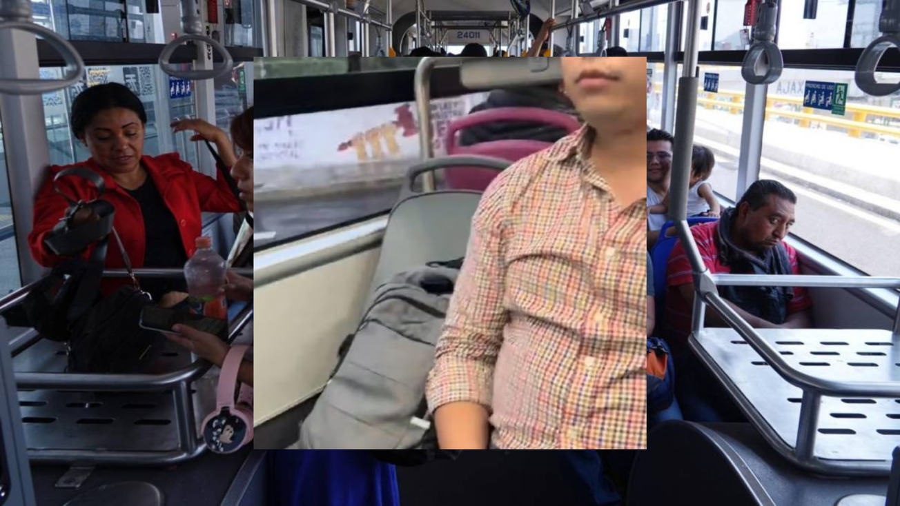 Critican a pasajero que paga asiento en Trolebús para su mochila