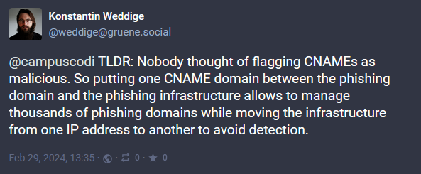 Mastodon post from Konstantin Weddige