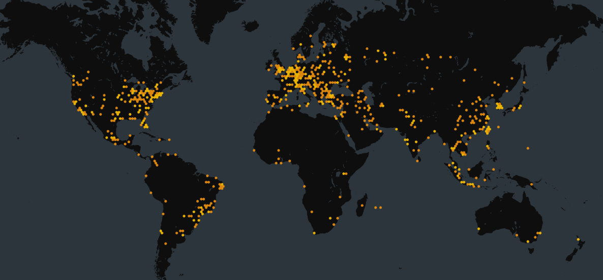 World map showing the location of vulnerable VMWare vCenter servers