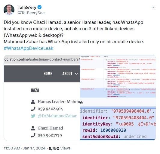 Tweet from Tal Be'ery