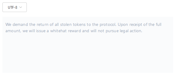 Message sent by Goledo to the hacker