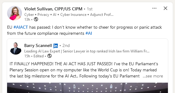 LinkedIn post from Violet Sullivan