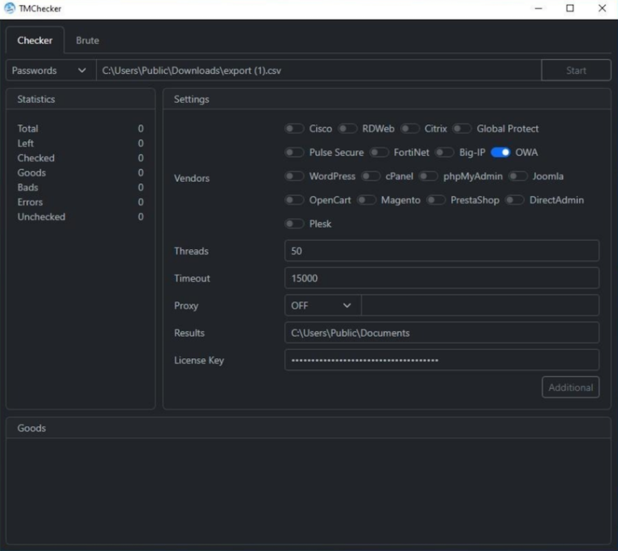 Screenshot of the TMChecker tool