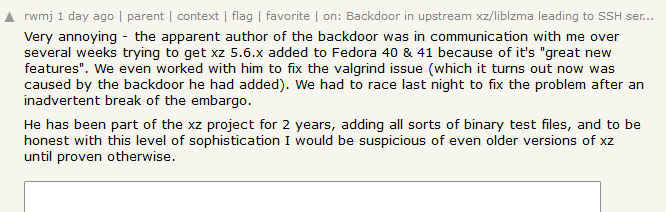 HackerNews post from one of the Fedora developers