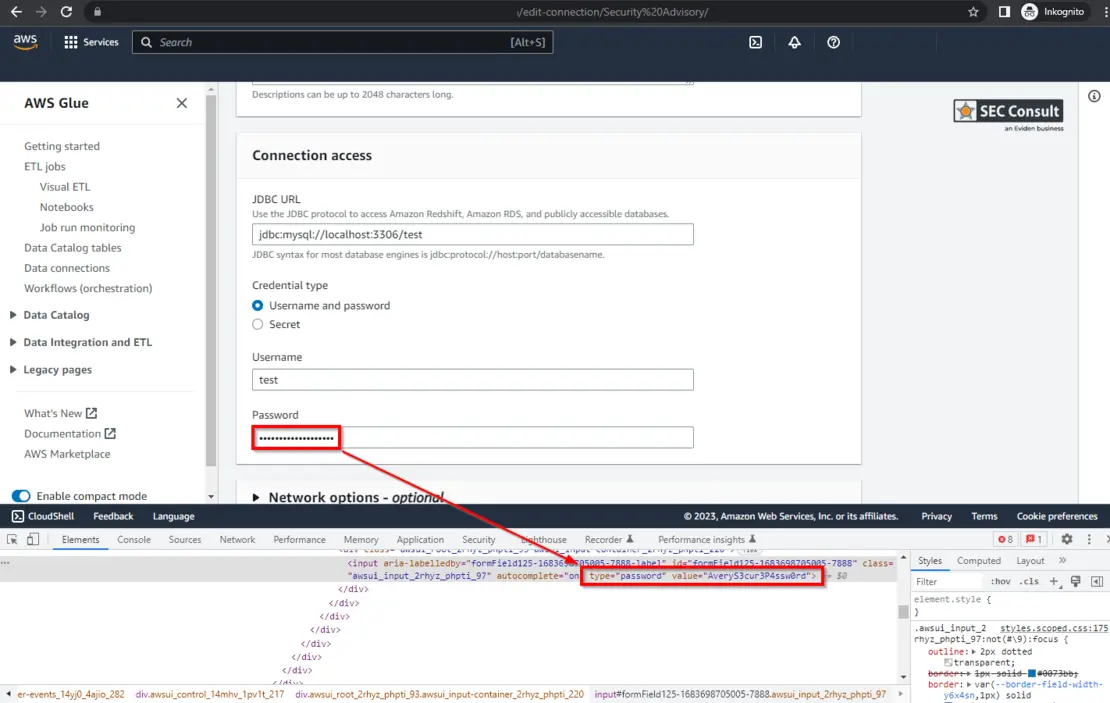 Image showing the credentials in server responses