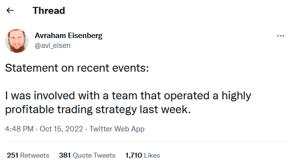 Tweet from Avraham Eisenberg