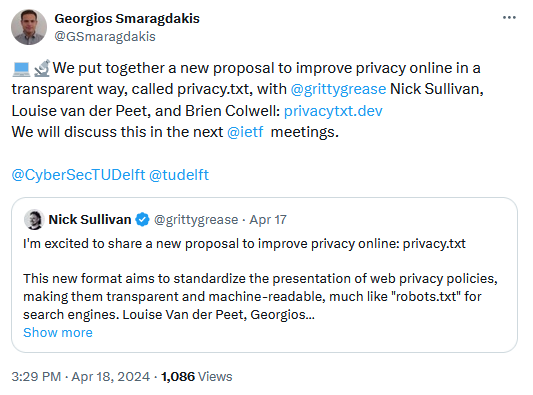 Tweet from Georgios Smaragdakis