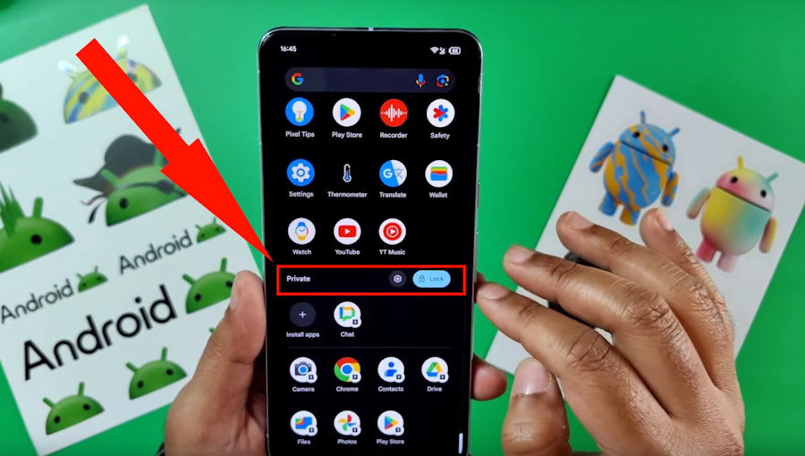 Screenshot of the new Android Private Space
