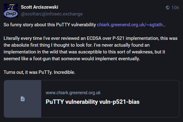 Mastodon post from Scott Arciszewski
