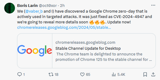 Tweet from Boris Larin