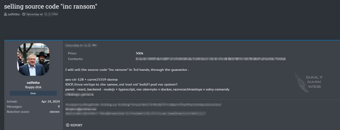 Forum ad for the INC RaaS source code