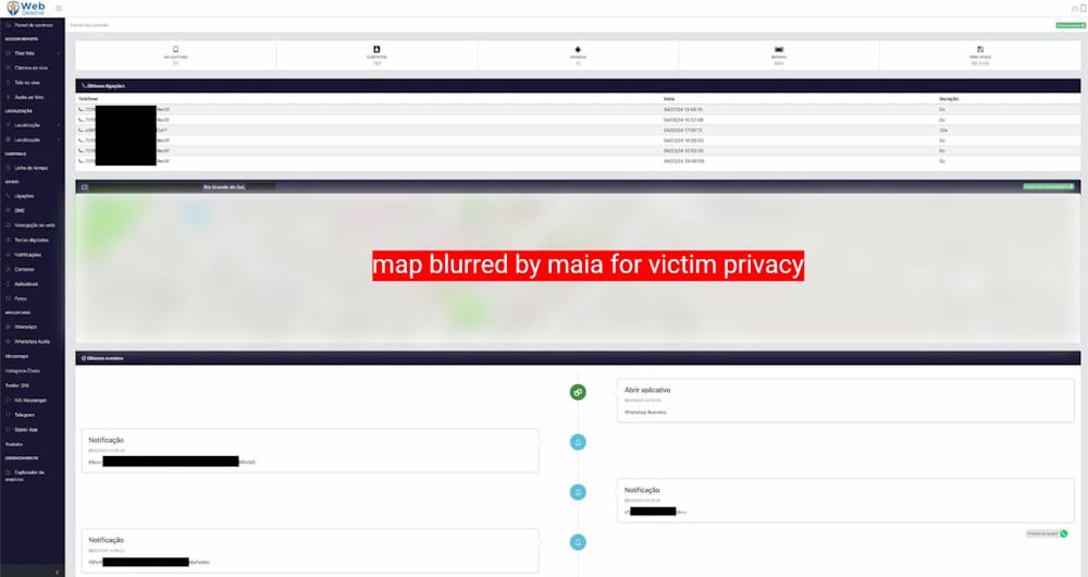 A screenshot of the WebDetetive backend