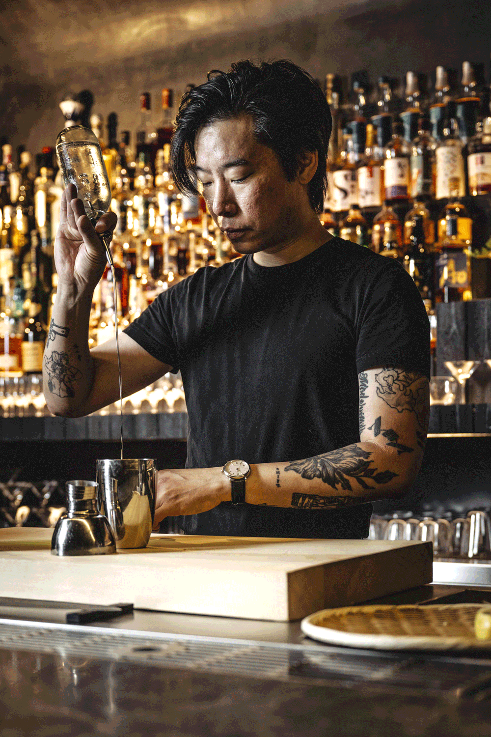 Owner-bartender of Bar Sumi, Wen Wang, makes a Silver Gin Fizz. Photos: Christopher Pearce/Boothby