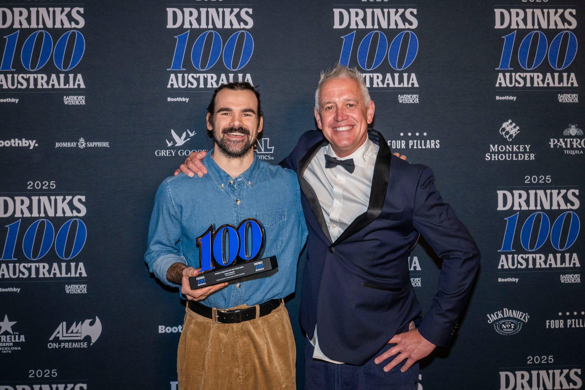 Tom Opie accepred the Drinks Creative of the Year title on behalf of Evan Stroeve from Vanguard Luxury Brand's Jason Crawley. Photo: Christopher Pearce/Bartenders' Weekender