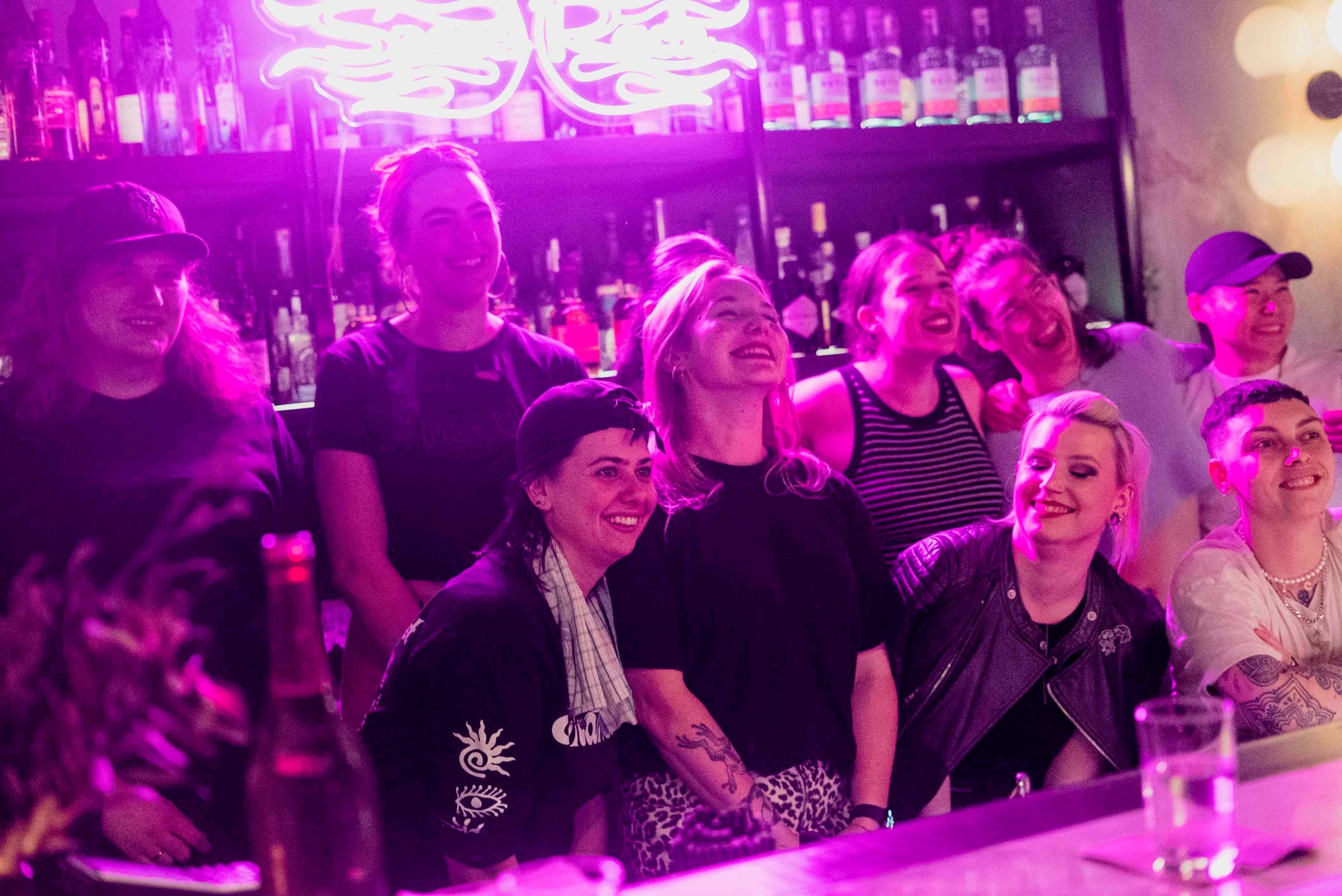 The NSW Speed Rack finalists with William Grant & Sons ambassador Rachael Bartlett. Photo: Boothby