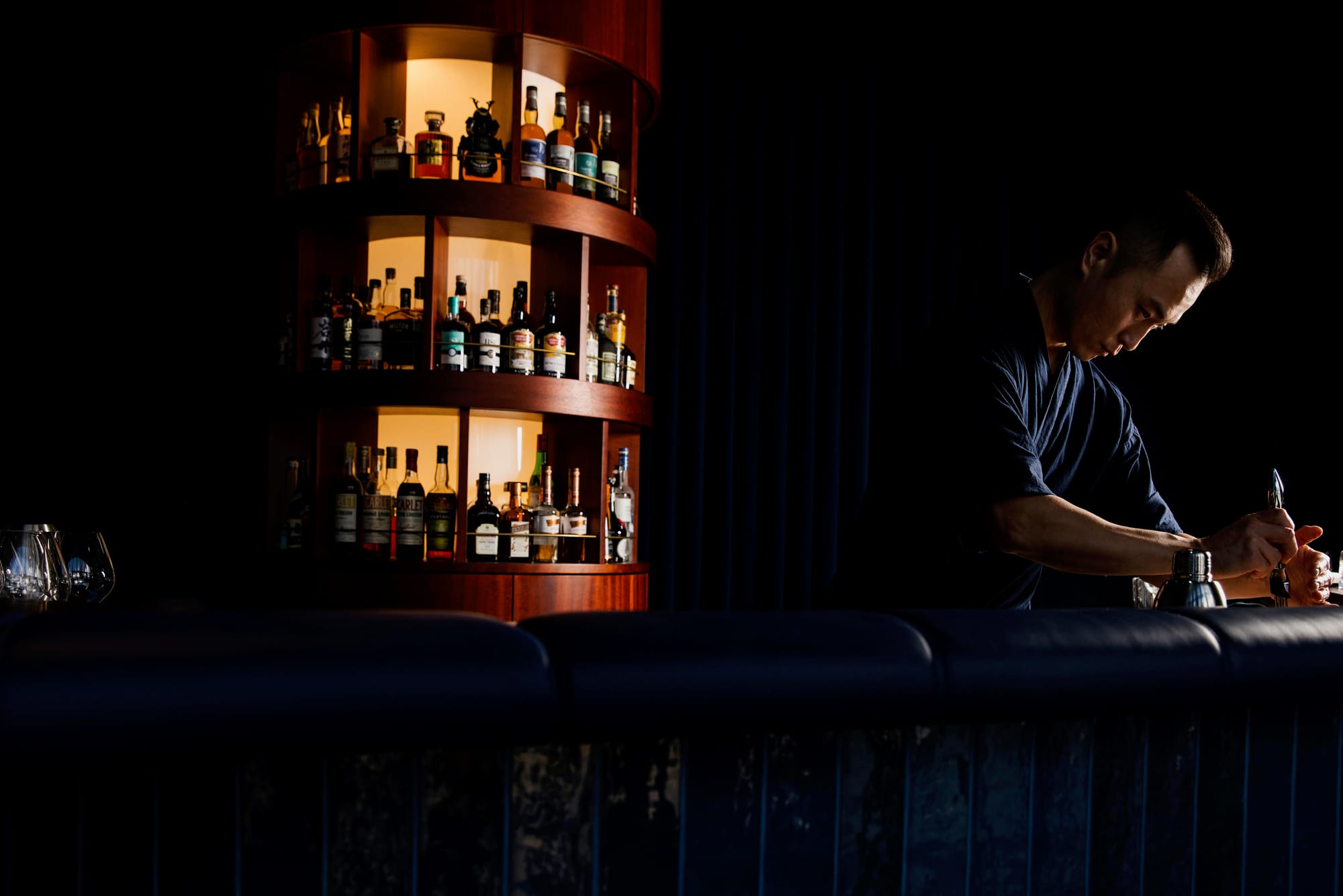 Tony presides over the 10 seater Bar Aizome. Photo: Supplied