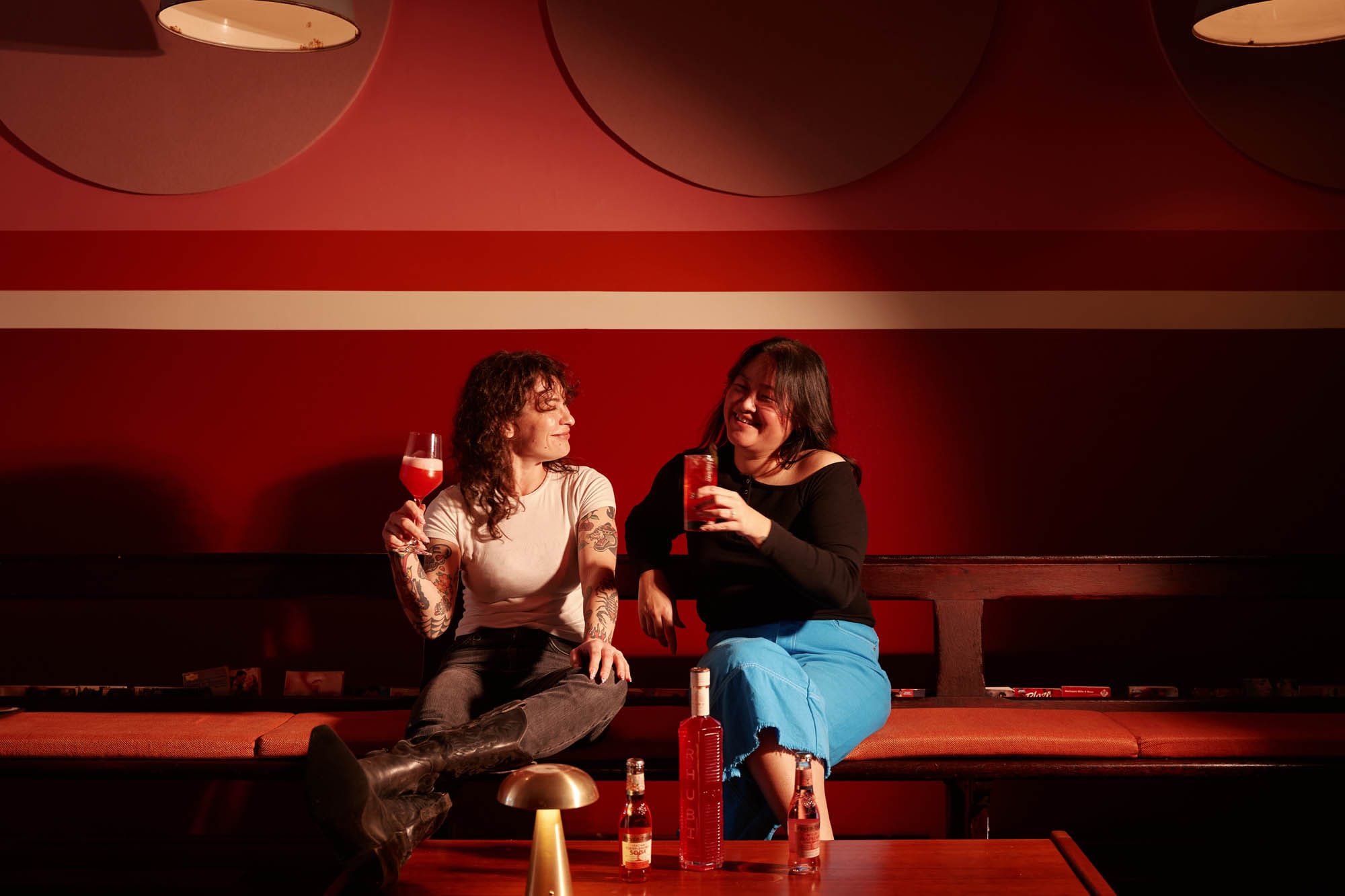 Pippa Caravan and Shirley Yeung with their RHUBI-inspired cocktails. Photo: Supplied